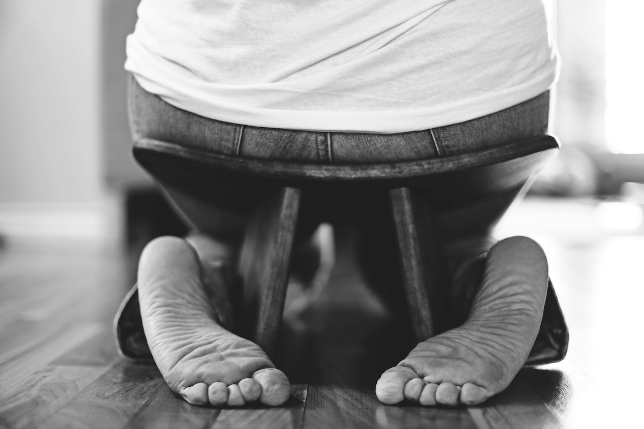 Meditating on a zazen bench